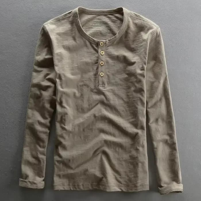 T-shirt à manches longues en pur coton pour hommes, pull à col rond, t-shirts basiques décontractés,
