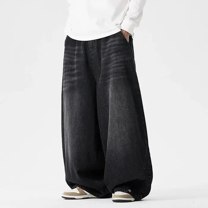 Denim pantalon à jambes larges hommes mode pantalons décontractés lâche Hip Hop lanterne pantalon St