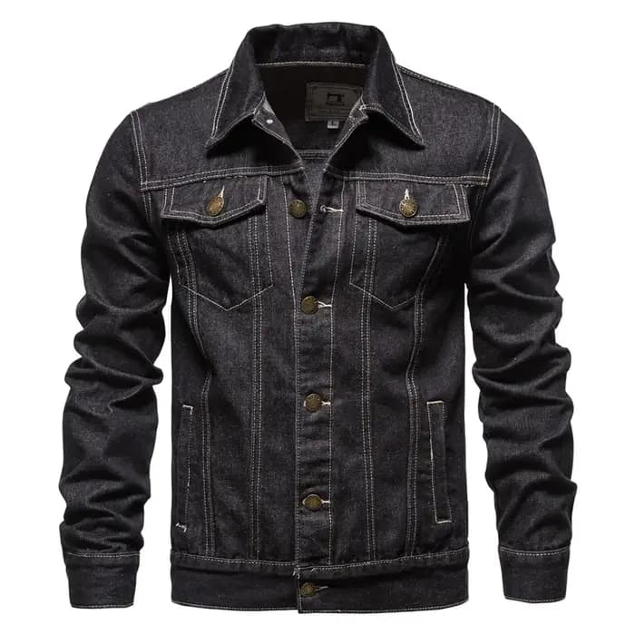 2025 automne Hommes solide Denim vestes mode moto Vintage jean vestes Hommes coupe ajustée coton déc