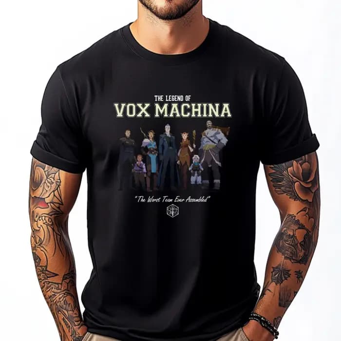 La légende du groupe Vox Machina avec t-shirts graphiques Varsity XS