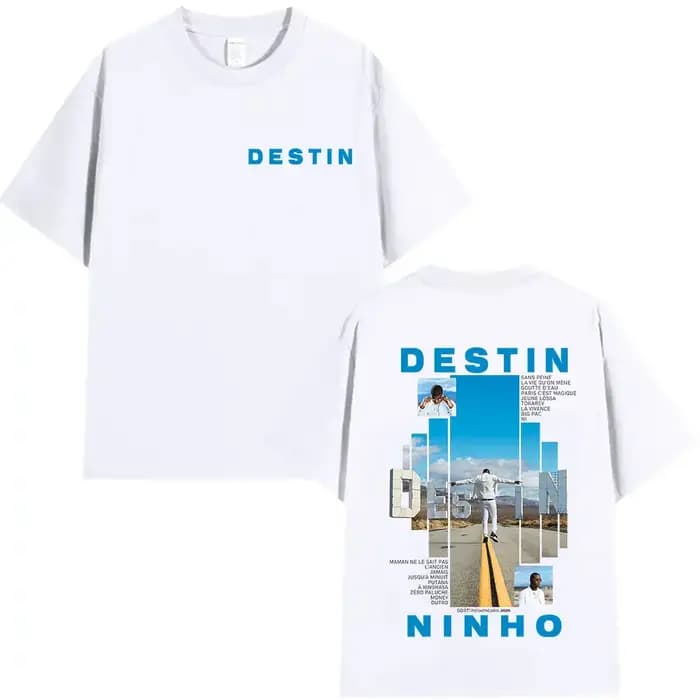 Rappeur NINHO DESTIN Tour 2025 T-shirt graphique hommes mode d'été surdimensionné coton T-shirts Vintage Hip Hop