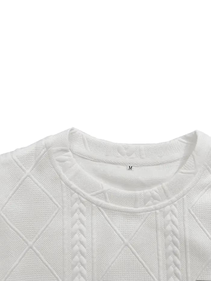 T-shirt jacquard décontracté à manches courtes pour homme
