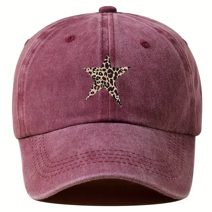 Casquette de baseball imitation rétro avec motif étoile imprimé léopard pour les loisirs
