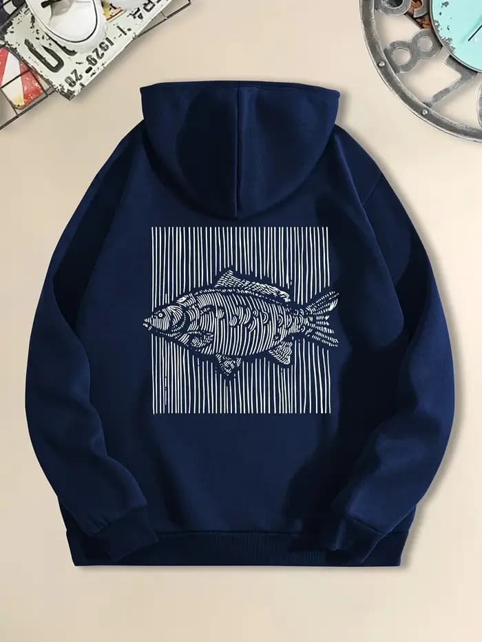 Sweat à capuche rayé, pull décontracté tendance pour homme et femme avec poche kangourou