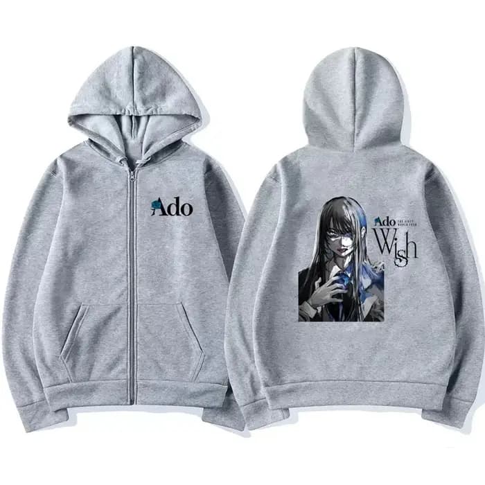 2025 Ado graphique imprimé sweat à capuche avec fermeture éclair automne hiver hommes femmes décontracté mode Harajuku