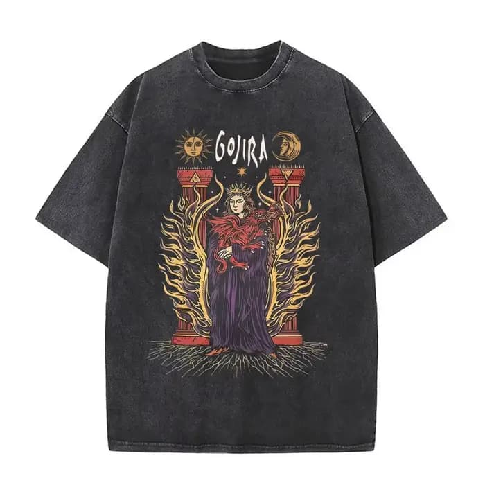 T-shirt vintage en métal lavé pour homme et femme, groupe de rock Gojira, From Mars To Sirius, style