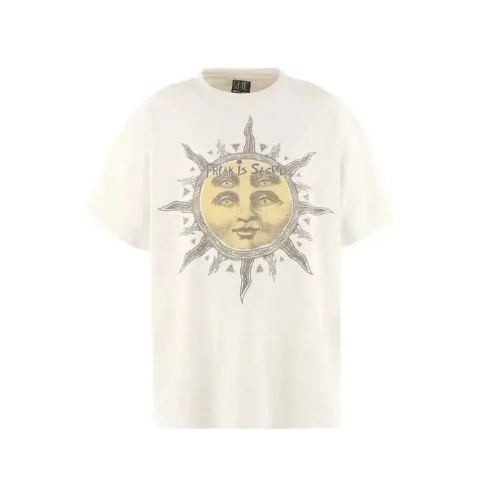 Saint été Vintage Rock lavé coton soleil visage imprimé haute rue décontracté ample surdimensionné à
