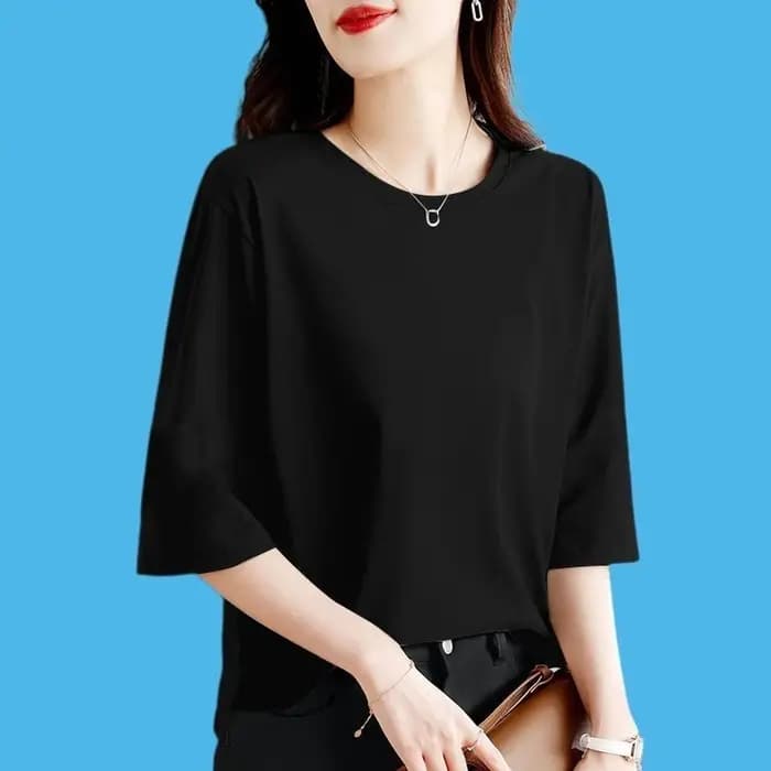 T-shirt à manches 7-quarts en pur coton pour femmes
