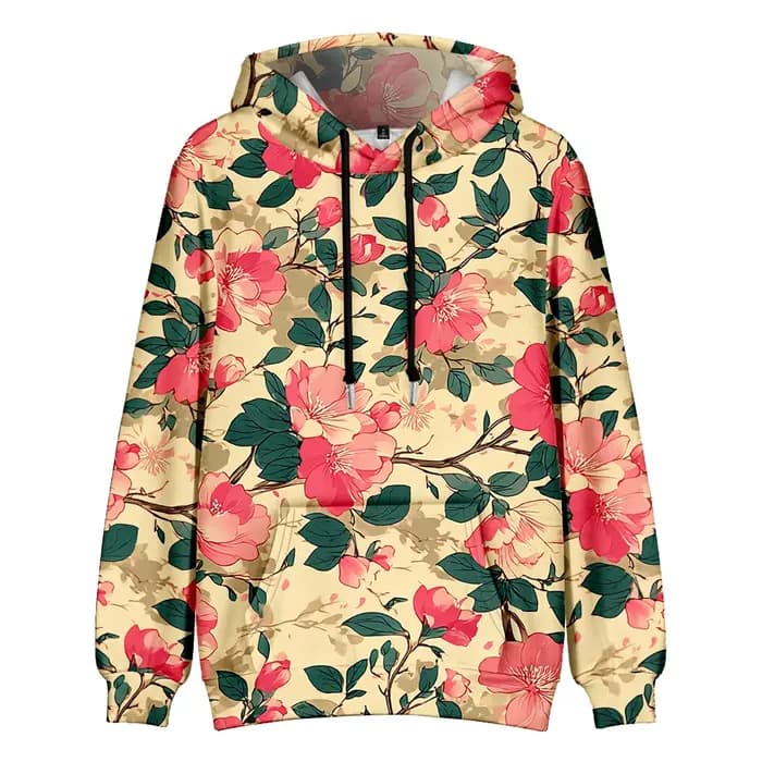 Sweat à capuche en molleton imprimé Floral Vintage pour Couple