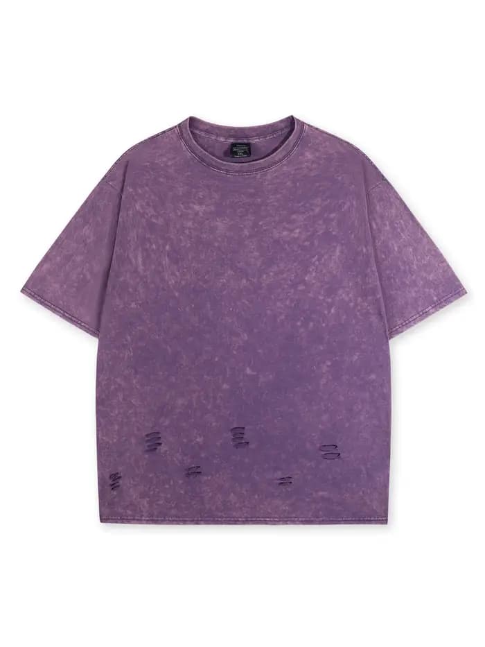 Ensemble t-shirt délavé de couleur unie, tendance, déchiré de rue, manches courtes, Short classique en coton multicolore, costume de sport ample, 2025