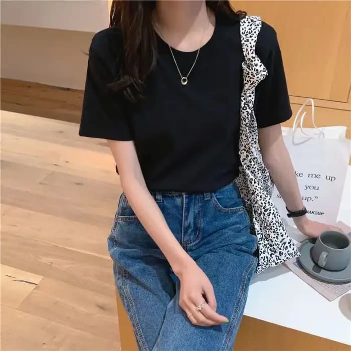 Solide femmes à manches courtes t-shirt coton col rond ample noir blanc basique mince hauts mode Harajuku décontracté vêtements chauds T-Shirts