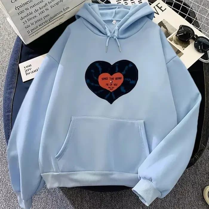 Sweat à capuche imprimé dessin animé musique vintage