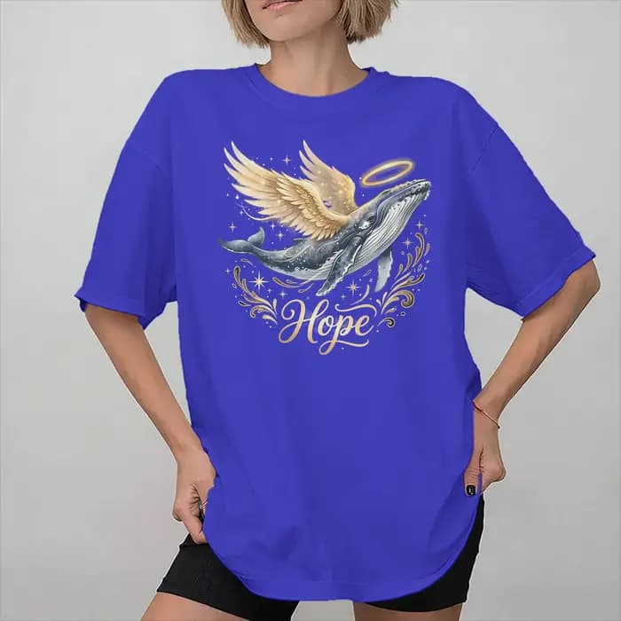 Timmy Hope Whale of Light buckelwal T-shirt pour hommes et femmes