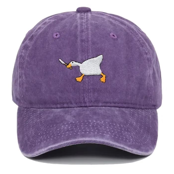 Casquette de baseball unisexe brodée motif oie blanche