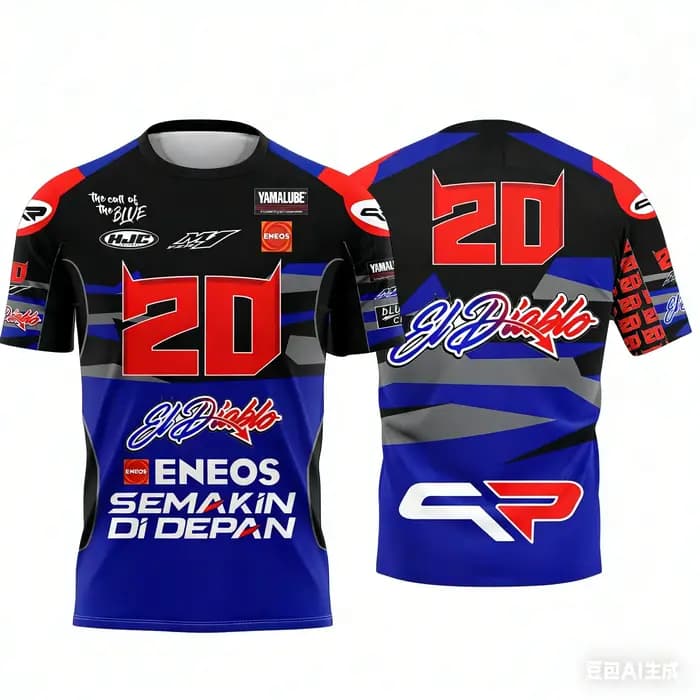 T-shirt à manches courtes pour hommes, motif imprimé en 3d, pour fans de course de moto n° 20, quatr