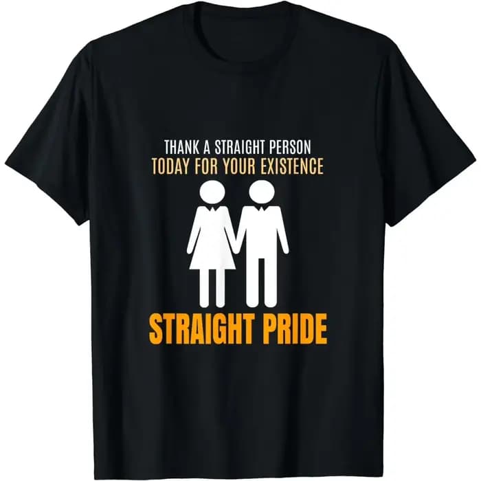 T-shirt graphique Straight Pride, col rond décontracté, avec inscription « Thank A Straight Person F
