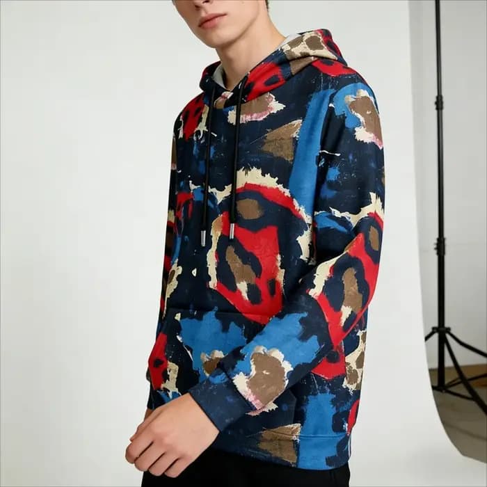 Sweat à capuche imprimé animal coloré pour hommes