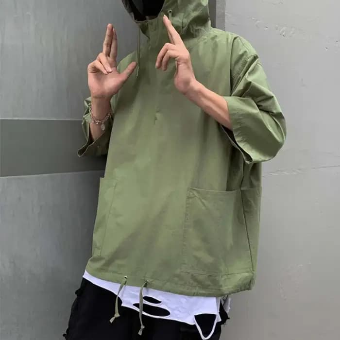Techwear-T-Shirt à Capuche pour Homme, Pull Vintage, Multi-Poches, Cargo, à Manches Mi-Courtes, Veste
