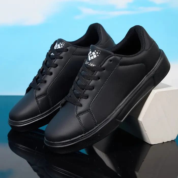 ZERJER Baskets décontractées en cuir blanc/noir pour hommes