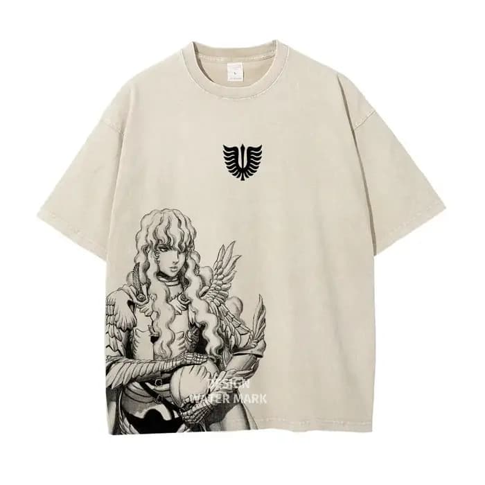 Berserks Mnaga T-shirts Guts Griffith graphique T-Shirt Vintage lavé surdimensionné