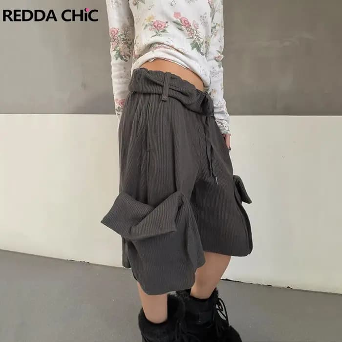 REDDACHiC Short cargo pour femme à taille roulée