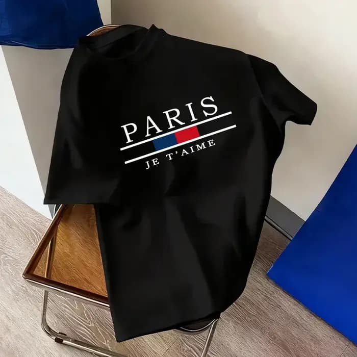 Paris mode hommes t-shirt 100% coton col rond manches courtes