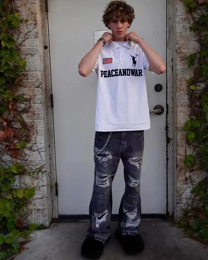 Hip Hop hommes vêtements drapeau de la paix amérique rétro Polo Y2k Streetwaer lettre broderie rever