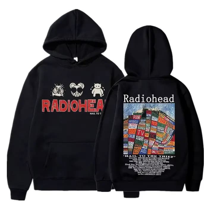 Radiohead-Sweat à capuche imprimé vintage pour hommes et femmes