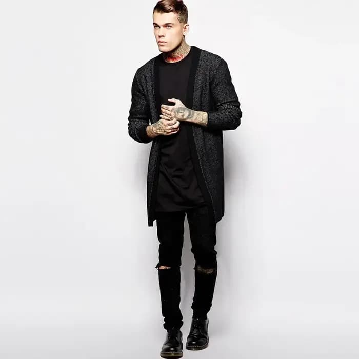 Nouveau T-shirt long noir pour homme 2026 – Style Hip Hop décontracté à manches courtes