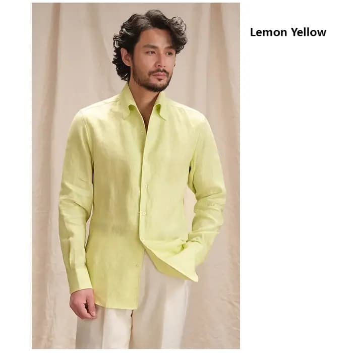 Chemise pour hommes haut de gamme en pur lin naturel - Blanc