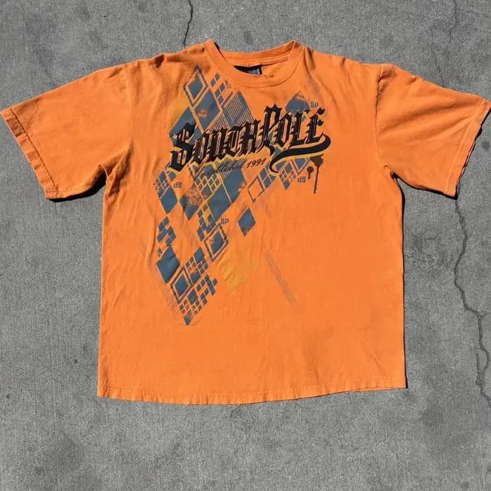 South Pole American High Street couleur orange T-Shirt hommes surdimensionné Art impression classique Vintage coton