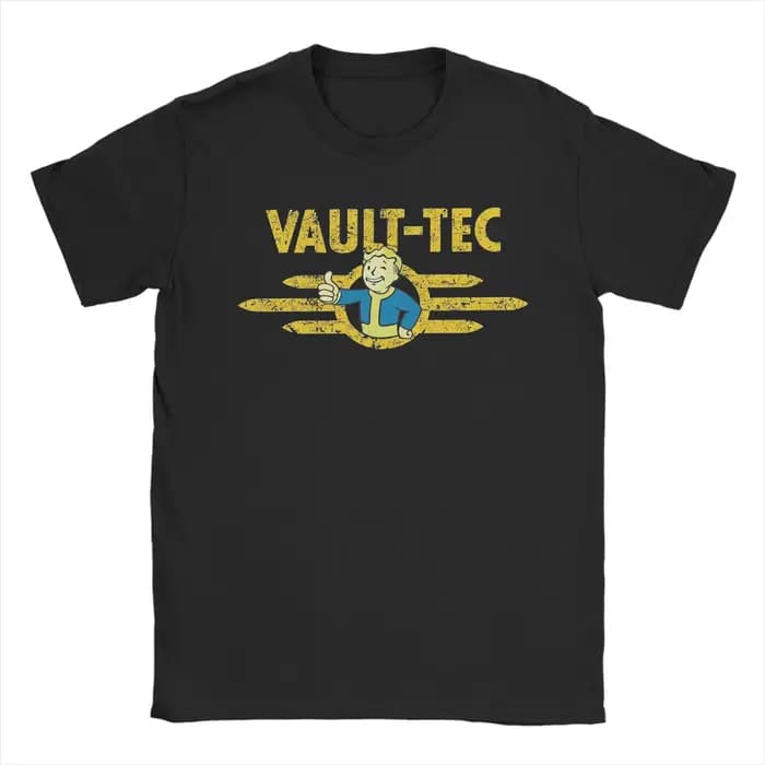 T-shirt Homme Distressed Vault-Tec 100% Coton Vêtements Loisirs Manches Courtes Col Rond Grande Tail