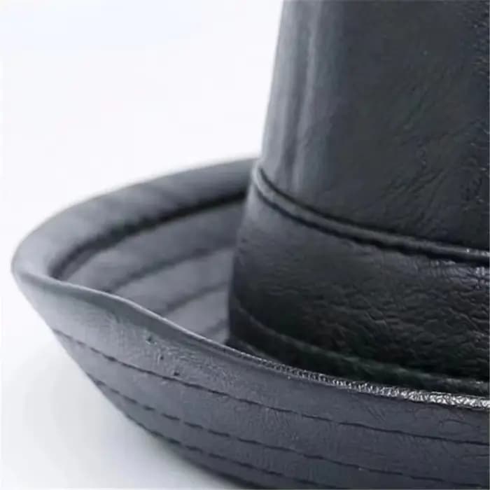 Chapeau Trilby en cuir noir pour hommes et femmes