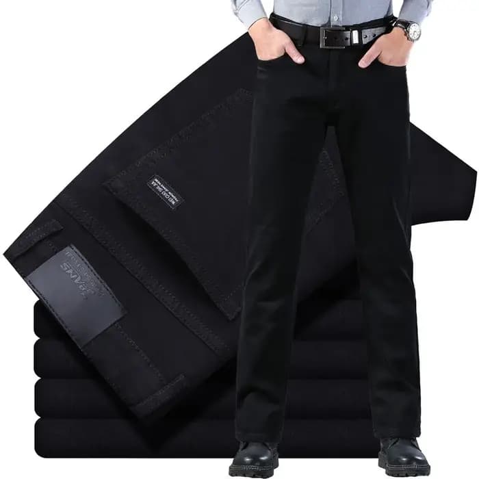 Printemps automne Vintage noir affaires jean hommes décontracté droit Stretch classique travail Denim pantalon coréen