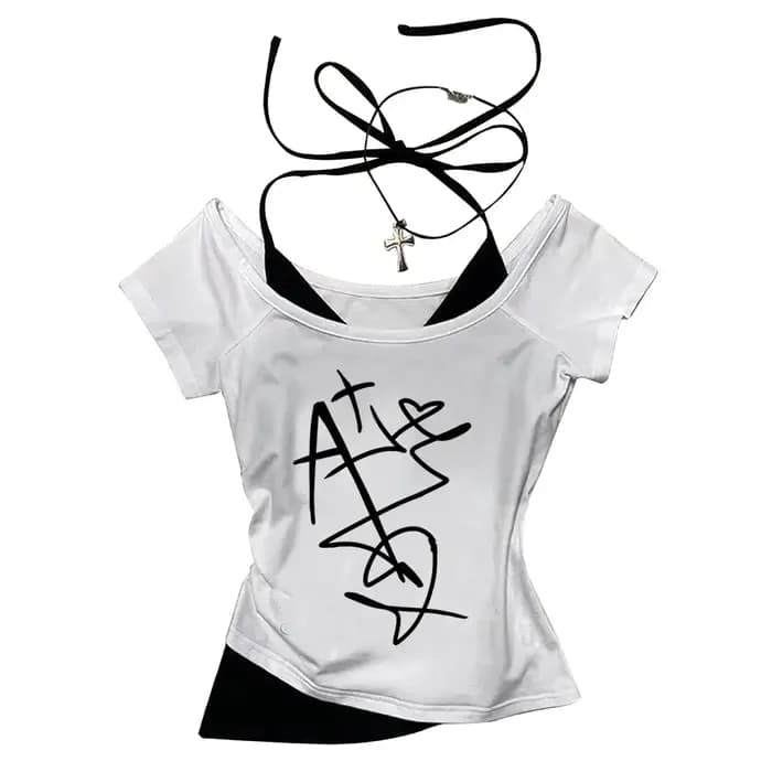 Alien Stage t-shirt femme hip hop Vintage graphique numérique anime chemise respirante confortable vêtements coréens tendance kawaii Y2k