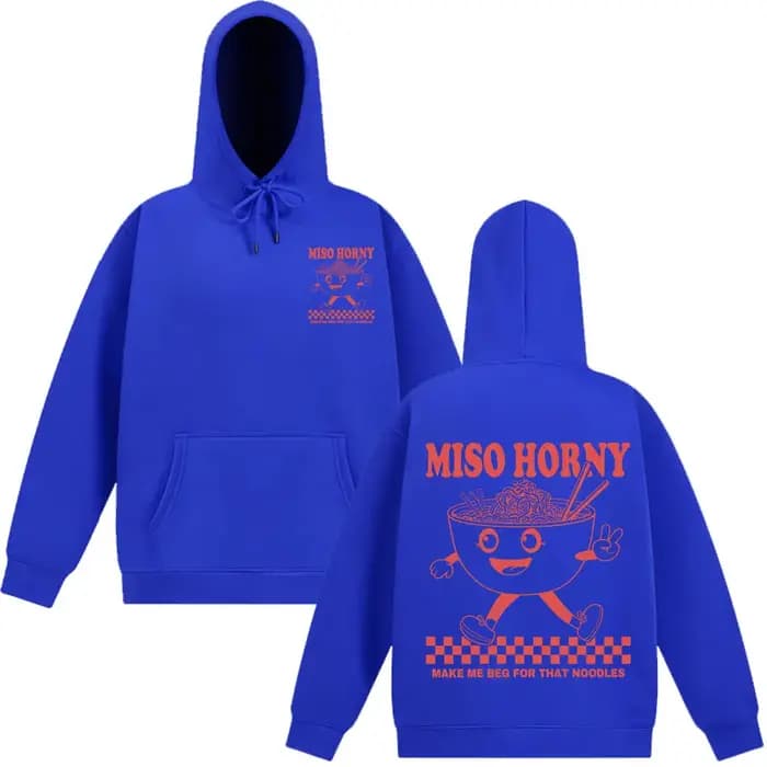 Miso Horny Ramen drôle Meme sweat à capuche hommes femmes mode Harajuku sweat automne et hiver Hip-hop Super ample Vintage pull