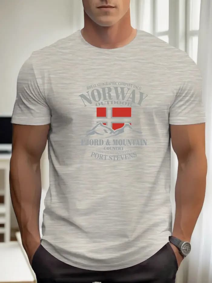 Drapeau norvégien imprimé 100% coton à la mode hommes femmes T-shirt été automne quotidien Sports de plein air décontracté ample rue à manches courtes