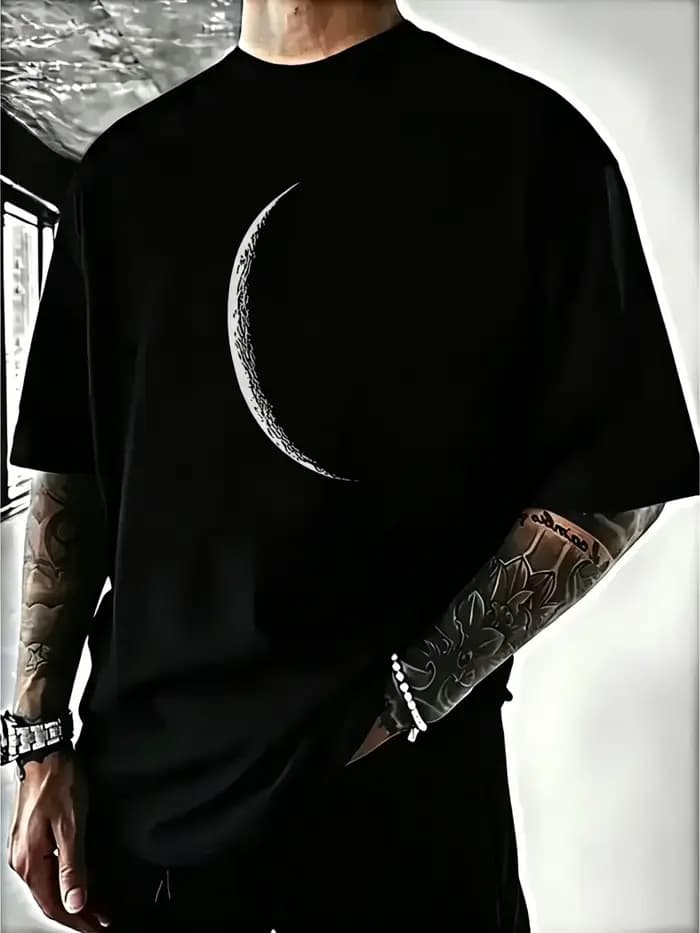 T-shirt noir pour homme en 100 % coton