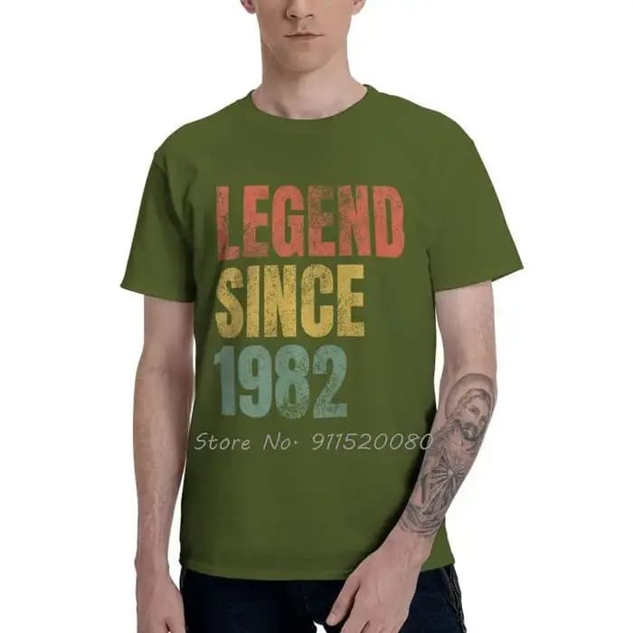 T-shirt rétro pour hommes, 39e anniversaire, nouveauté, légende depuis 1982, cool, zones me, coton, cadeau