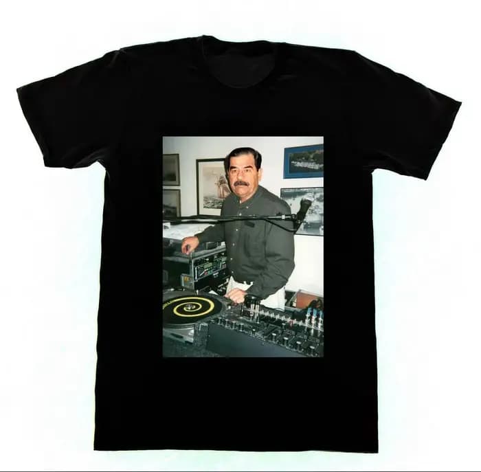 Dj Saddam Hussein t-shirt techniques 1200 maison irak Edm Hip Hop nouvelle marque vêtements personnalisé impression spéciale hommes Photo t-shirts