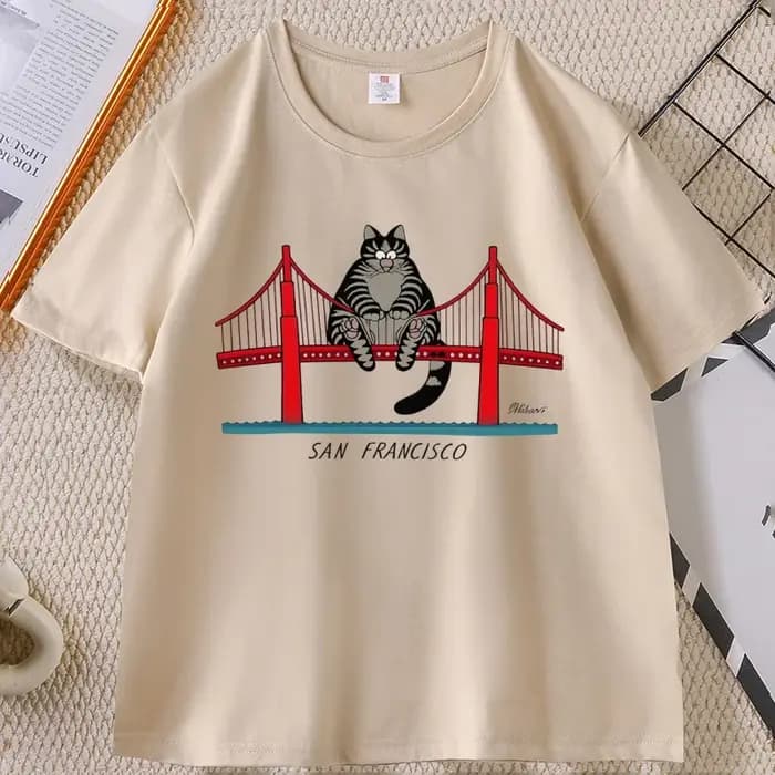 B-Kliban Cat San Francisco T-Shirt pour hommes et femmes