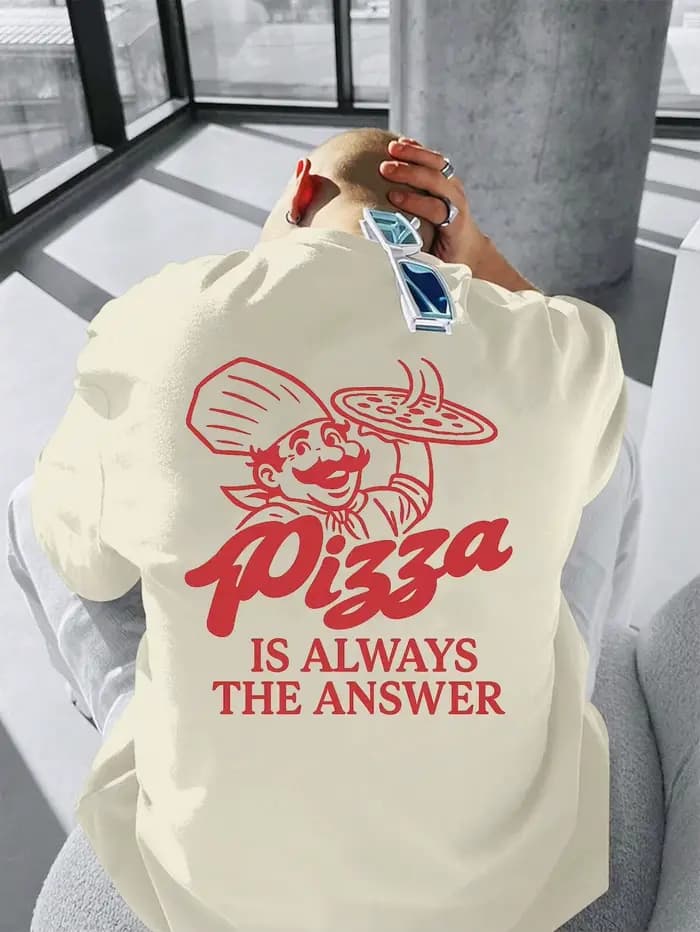 T-shirt graphique « Pizza Is Always The Answer » pour hommes et femmes, streetwear amusant, esthétique, décontracté, en coton, à manches courtes