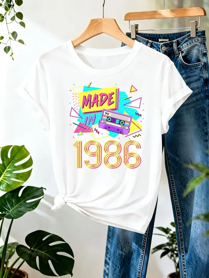 T-Shirt Vintage fabriqué en 1986 pour femmes et hommes, T-Shirt graphique rétro des années 80, en fo