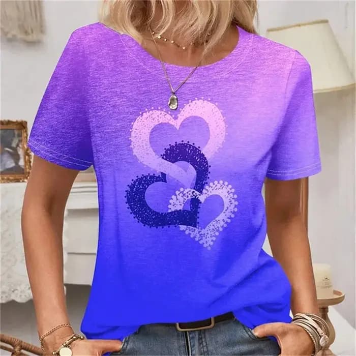 T-shirt à motif d'amour de coeur pour les femmes
