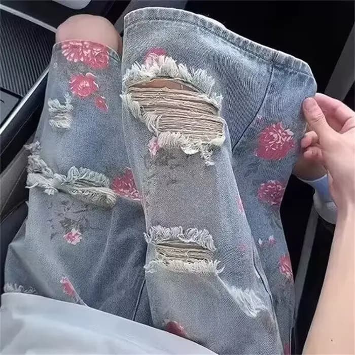 Shorts en jean déchirés et délavés style streetwear américain pour homme