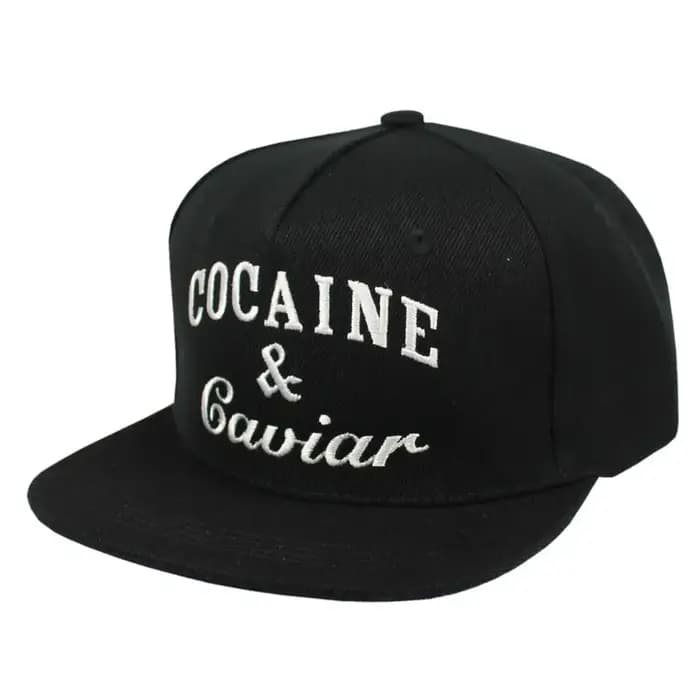 Casquette Snapback à 5 panneaux Cocains Caviar Hip Hop – Conception de broderie à bord plat
