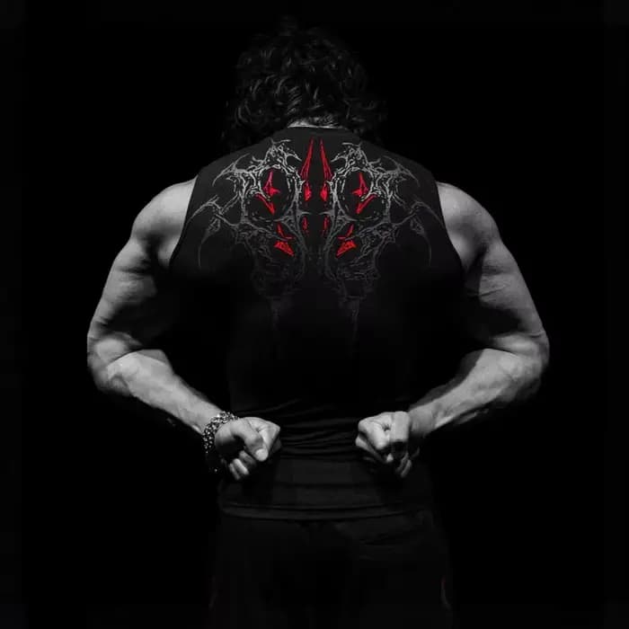 T-shirt de Style américain pour hommes, marque tendance, Style foncé, gilet de sport, Fitness, haut