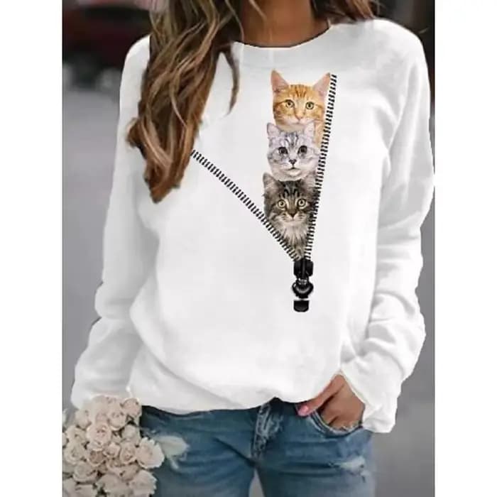 Sweat à capuche col rond imprimé mode hibou pull Base