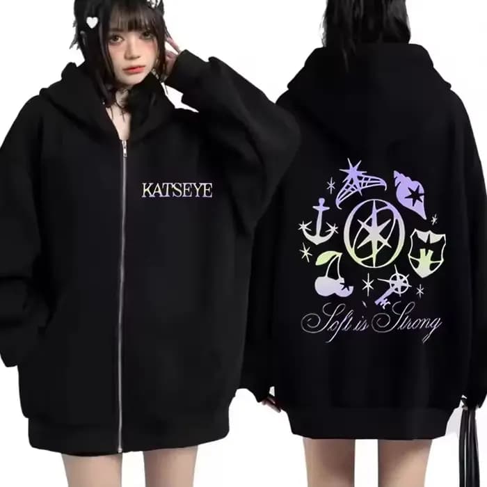 Katseye graphique survêtement vintage à capuche hommes femmes 2026 hauts polaire mode vêtements Hip Hop manteau veste zippée lâche streetwear