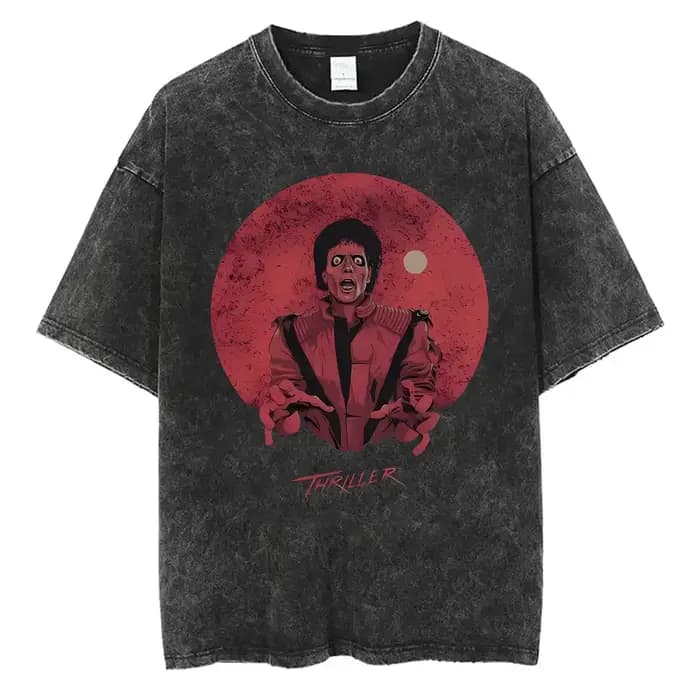 T-shirt graphique vintage lavé Michael Jackson King of Pop pour hommes et femmes